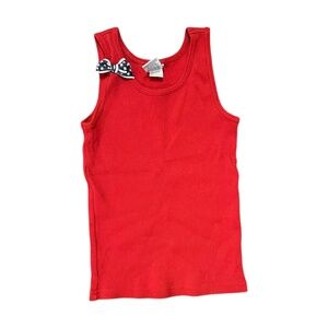 Old Navy Girls Red Ribbed Tank Top Size M Patriotic Bow Detail